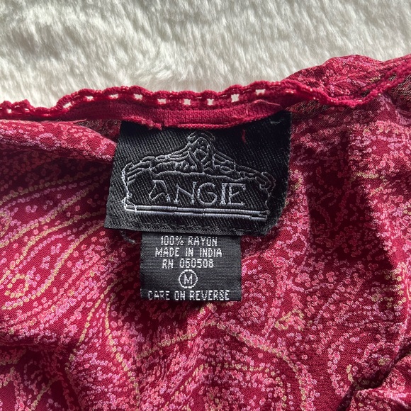 Angie Burgundy Paisley High-Low Skirt - Picture 3 of 3